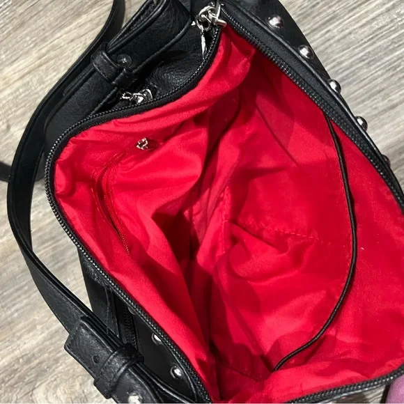 Black Studded Leather Shoulder Bag - Picture 4 of 4